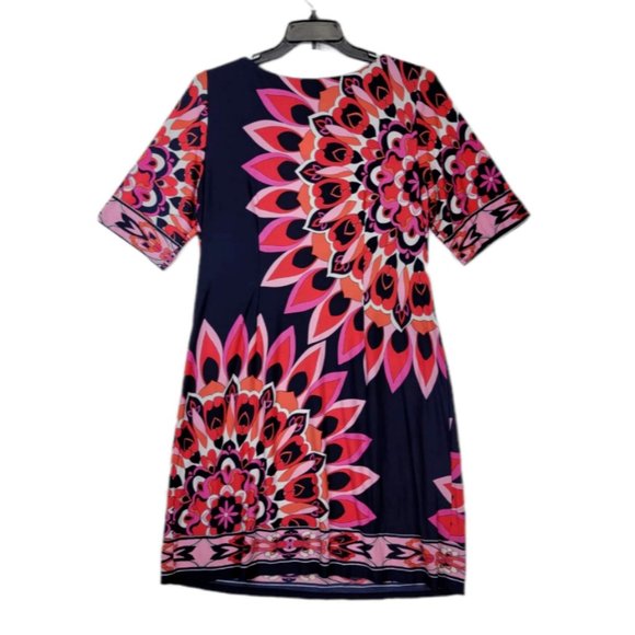 Dressbarn Women's Multicolored Short Sleeve Shift Career Formal Dress Size 14 - Picture 3 of 4